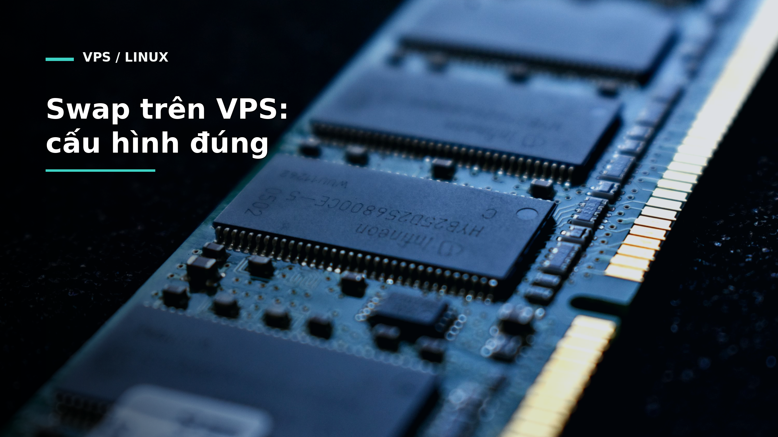 Ảnh macro RAM minh họa cấu hình và theo dõi swap trên VPS