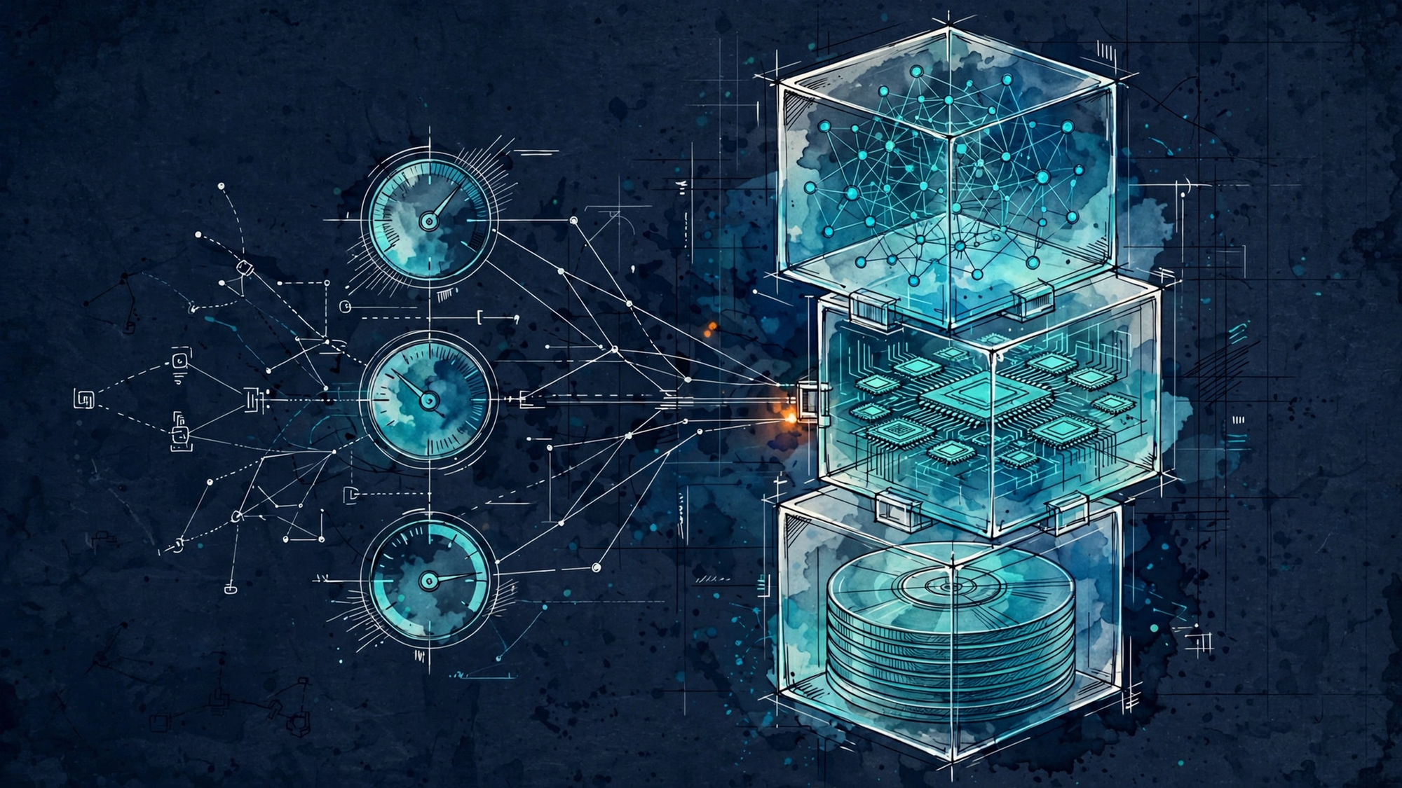 Minh họa kỹ thuật cho Docker cho AI local: image, volume, network và giới hạn tài nguyên.