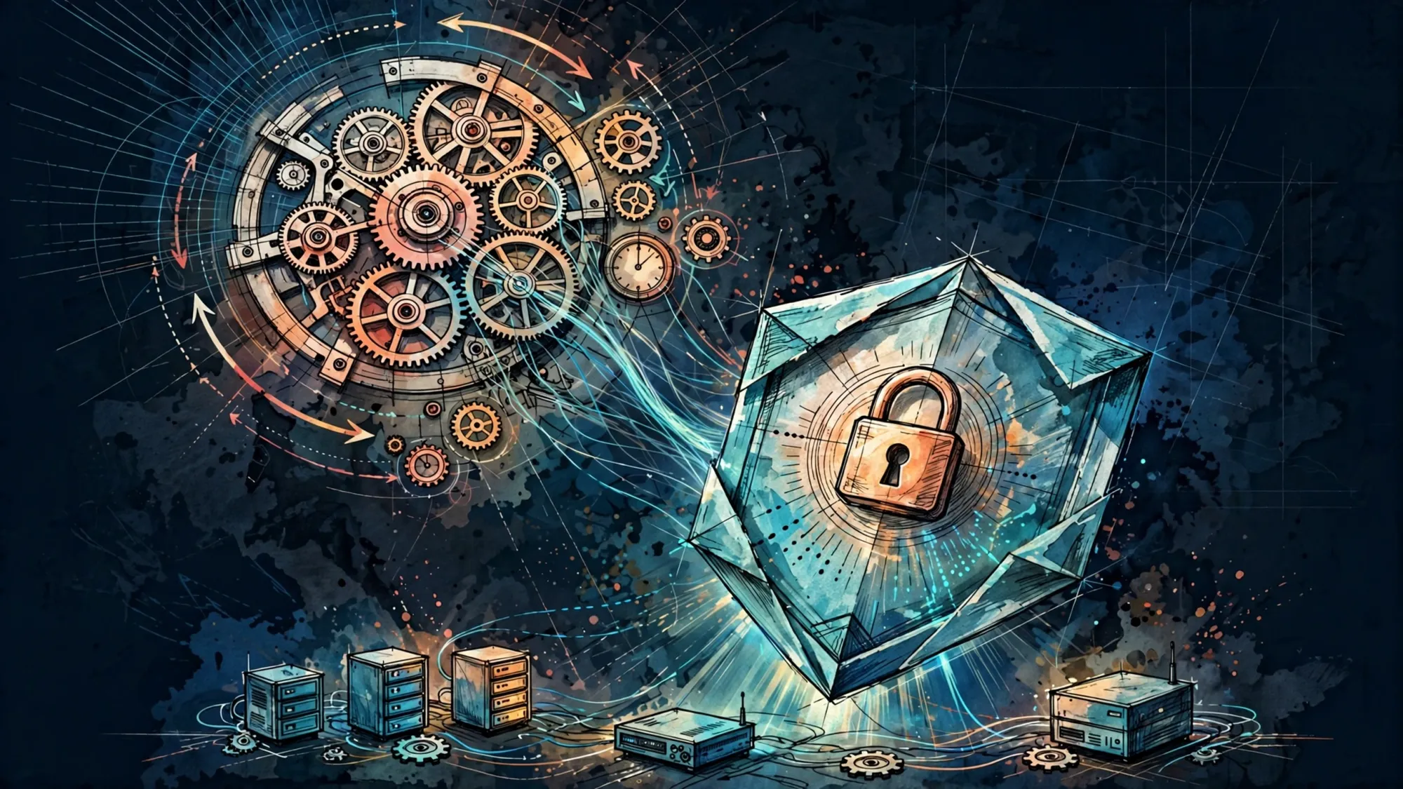 Minh họa Illustration Art về HTTPS và TLS trong homelab: certificate, renewal và lỗi mixed content