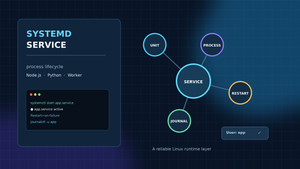 Systemd service trên VPS Linux với server tower terminal checklist và các node vận hành